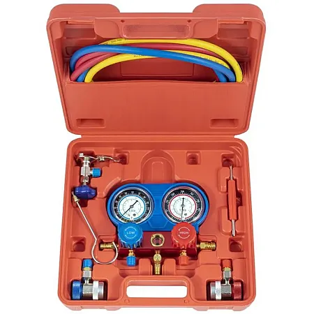 Κιτ Ελέγχου Πίεσης Κλιματιστικών με Μανόμετρο Για R12 – R134a | Με Σωλήνες Υψηλής / Χαμηλής Πίεσης & Υποστήριξη Πλήρωσης Αζώτου