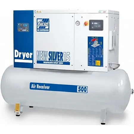 ΚΟΧΛΙΟΦΟΡΟΣ ΑΕΡΟΣΥΜΠΙΕΣΤΗΣ FIAC NEW SILVER ΜΕ ΚΑΖΑΝΙ ΚΑΙ ΞΗΡΑΝΤΗΡΑ 15HP