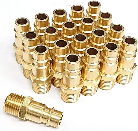 Hardware Pro High Flow Male Plug Kit (20 Piece), V-Style, 1/4 in. NPT, Solid Brass Quick Connect Air Fittings Set