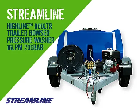 HIGHLINE™ 800LTR TRAILER BOWSER PRESSURE WASHER, 16LPM 200BAR