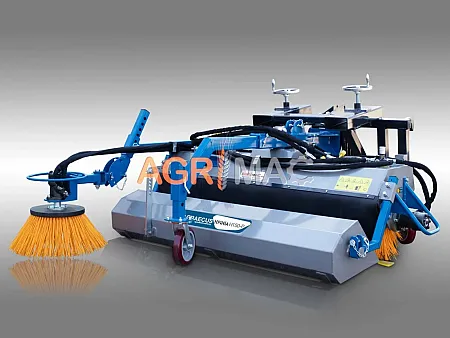 Υδραυλική σκούπα καθαρισμού διπλής ζεύξης με επιπλέον πλάγια βούρτσα επαναφοράς και κάδο HYGIEIA H150-P