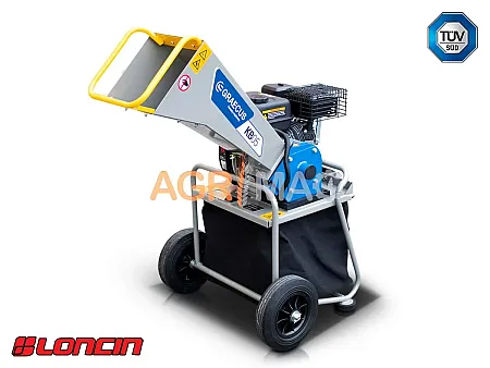 Θρυμματιστής Κλαδιών Βενζινοκίνητος – 6.5HP Loncin – Με Σύστημα Τυμπάνου & Κάδο Συλλογής – CE Πιστοποιημένος