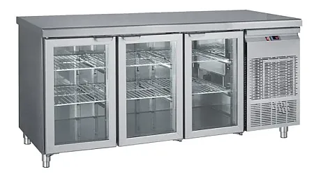 Ψυγείο Πάγκος Συντήρηση Με 3 Πόρτες Τζαμιού GN
