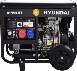 Γεννήτρια πετρελαίου 498cc μονοφασική / τριφασική 8KVA με μίζα, μπαταρία και ρόδες – HYUNDAI DHY8500 LEK- T